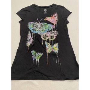 Hide & Seek Jerry Leigh Size Junior Large 11/13 Womens Black Shirt Round Neck